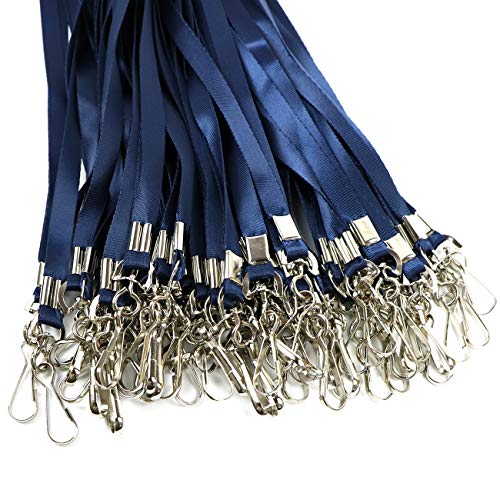 Beebel Navy Blue Lanyards 100 Pcs Lanyard for Id Badges Flat Lanyard with Badge Clip with J-Hook (Navy Blue) - Image 3