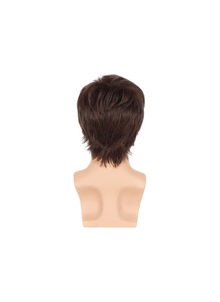 Generic - Synthetic Hair Wig For Men Short Straight Brown Color - Image 1