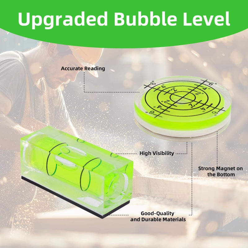 Penitue 9pcs Small Square Round Bubble Spirit Level, Square & Circular Mini Magnetic Pocket Bubble Levels Measuring Tool for Precise Leveling of Turntables Cameras Tripods Drills Frames & Phonographs - Image 3