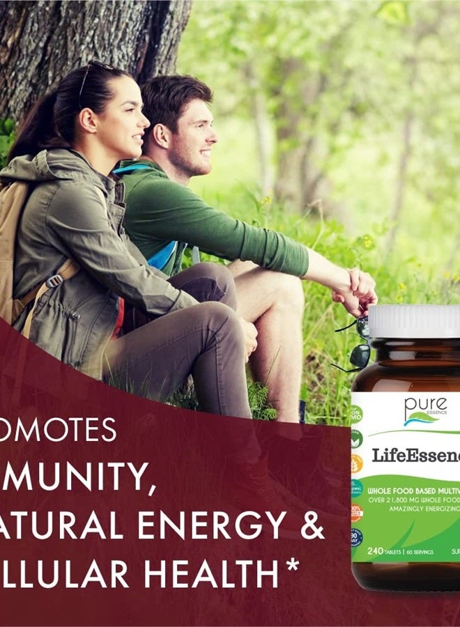 PURE ESSENCE LABS LifeEssence Multivitamin for Women and Men - Natural Herbal Supplement - Vitamin D, Vitamin D3, Vitamin B12, Biotin with Whole Foods (240 Tablets) - Image 3