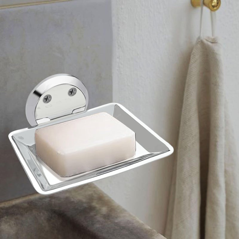 Growfynd Wall Mounted Single & Double Layer soap Dish Holder Stainless Steel Wall Hanging Soap Storage Rack for Home Kitchen Bathroom-with Self Adhesive/Magic Bathroom Soap Case (Pack of 3) - Image 2
