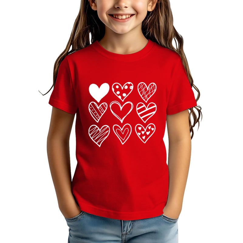 Grezea Kids Valentines Shirtï¼šValentine Cute Love Heart Graphic T-Shirt Valentine's Day Outfit Love Heart Tee Red - Image 2