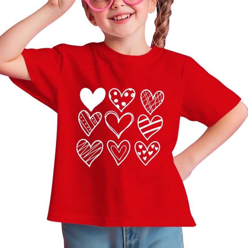 Grezea Kids Valentines Shirtï¼šValentine Cute Love Heart Graphic T-Shirt Valentine's Day Outfit Love Heart Tee Red - Image 3