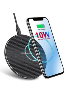 Y&D Slim Wireless Charger, Universal 10W Fast Charging Pad (All Mobile Devices) Compatible with iPhone/Android/Apple/Samsung Models/Galaxy S21/S20 Ultra/S10/S9/Note 10, Pixel 5/4 XL (Black)  - Image 1