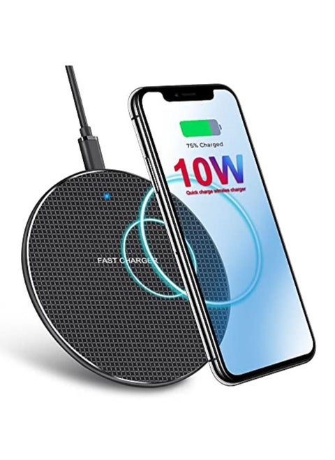 Slim Wireless Charger, Universal 10W Fast Charging Pad (All Mobile Devices) Compatible with iPhone/Android/Apple/Samsung Models/Galaxy S21/S20 Ultra/S10/S9/Note 10, Pixel 5/4 XL (Black)