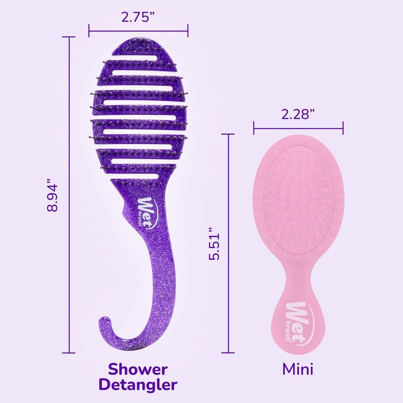 Wet Brush Shower Hair Brush Detangler - Exclusive Ultra-soft IntelliFlex Bristles - Minimizes Pain And Protects Against Split Ends and Breakage - Comb For Women, Men, Wet & Dry Hair - Purple Glitter - Image 4