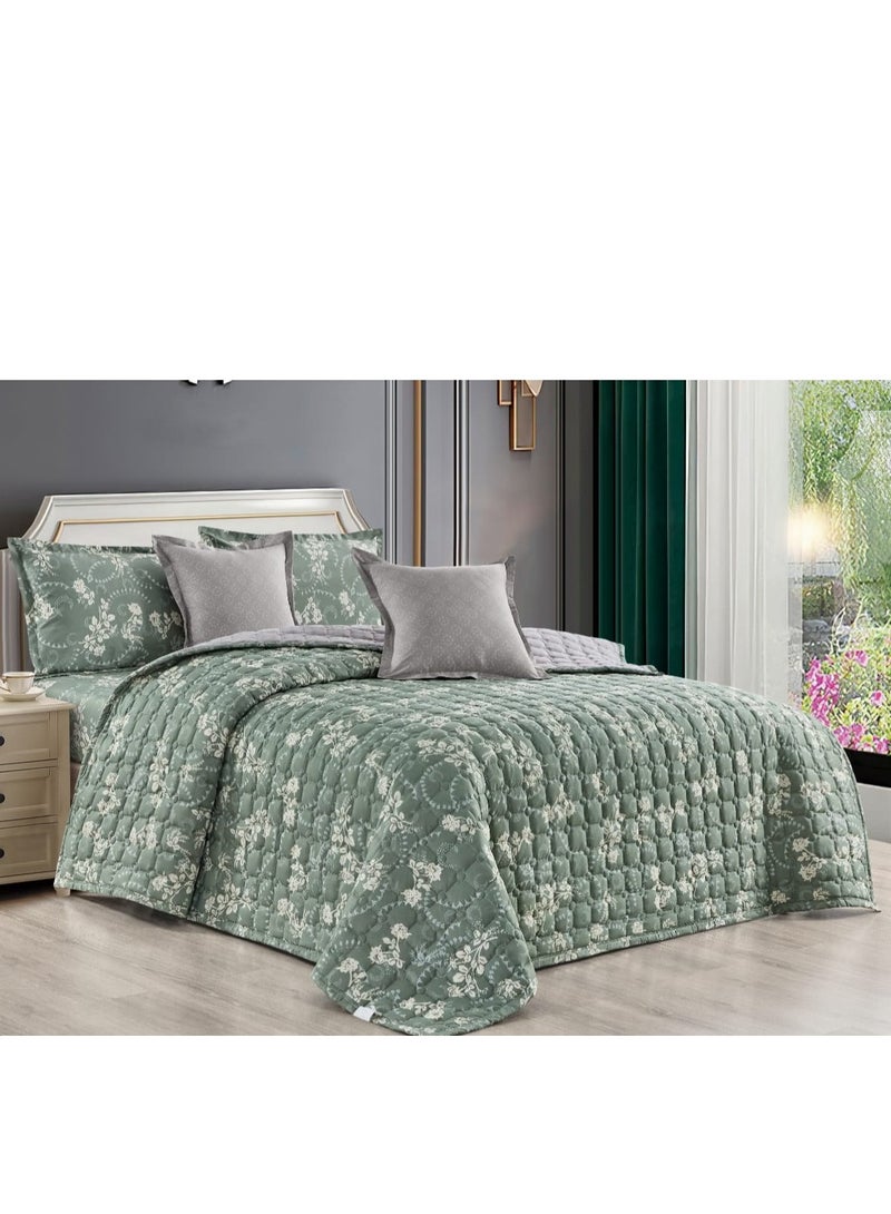 مون مفرش نفرين مضغوط مشجر صيفي فخم مكون من 6 قطع، مقاس 250*230 سم