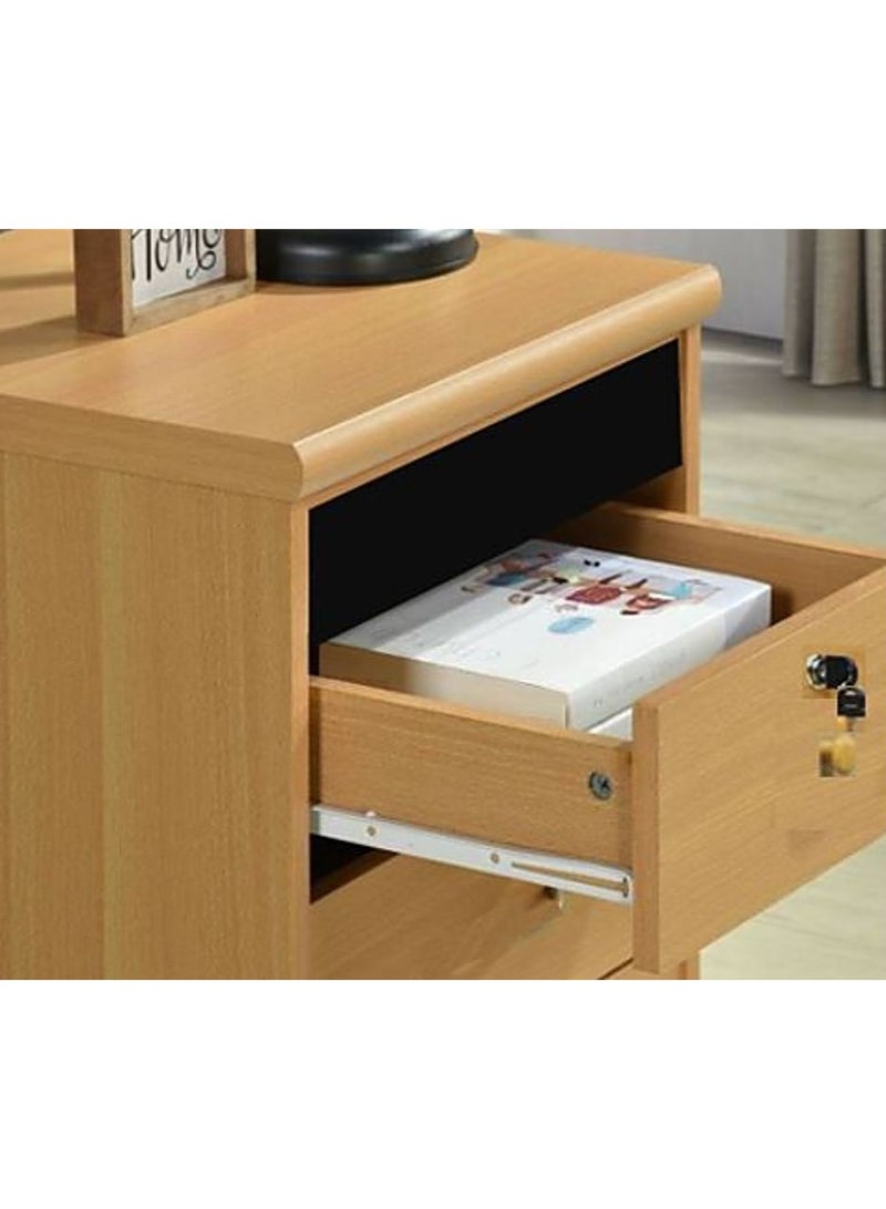 AL WADI FURNITURE AWF Al Wadi Furniture Bedside Table, Night Stand Table with Lockable Key Drawer,Easy Assembly Beech 40 x 40 x 45 cm, SideTable  - Image 3