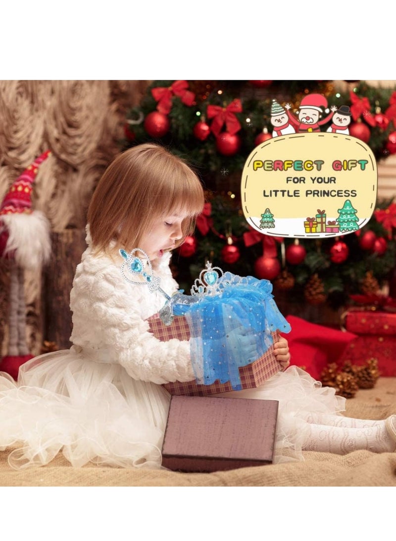 Excefore Princess Cape Set 7 Pieces Girls Cloak with Tiara Crown, Wand for Little Dress up - Image 3