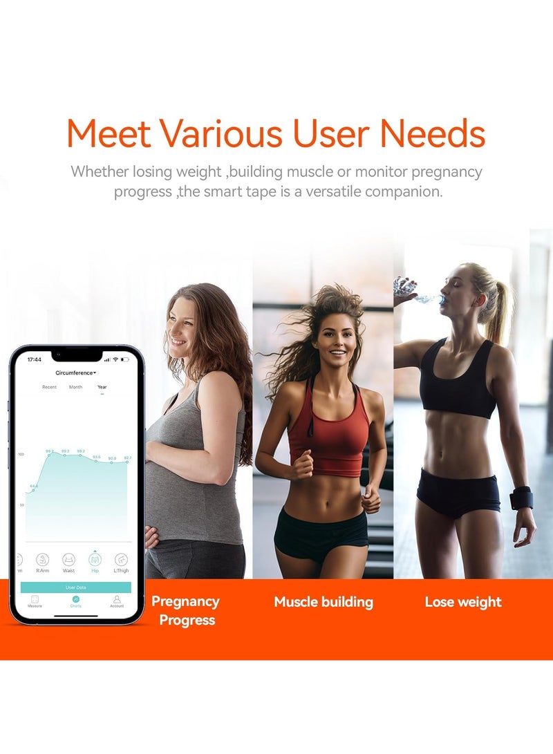 WELLAND Smart Body Tape Measure - Bluetooth Body Fat BMI Tool with LED HD Display & Auto-Retract | Fitness & Weight Loss Tracker for Waist/HIPS/Arms - Image 4