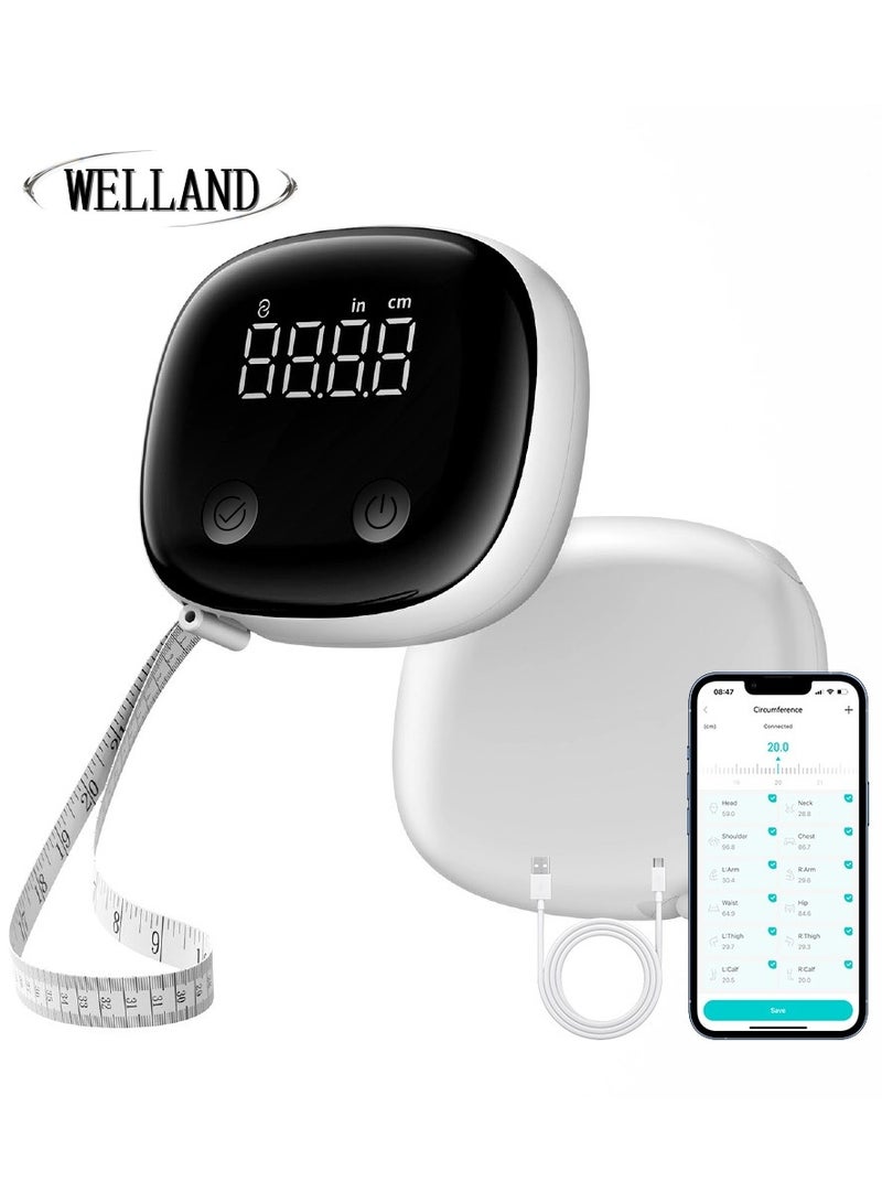 WELLAND Smart Body Tape Measure - Bluetooth Body Fat BMI Tool with LED HD Display & Auto-Retract | Fitness & Weight Loss Tracker for Waist/HIPS/Arms - Image 1