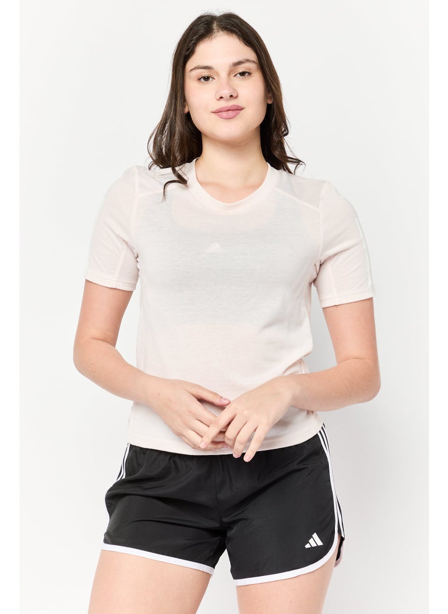 Adidas - Women Slim Fit Short Sleeve Training T-shirts, Peach - Image 1