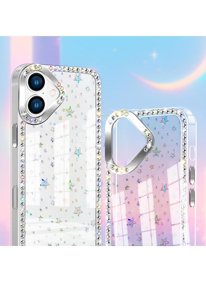 دبليو أف أف أو متوافق مع غلاف iPhone 17 - غلاف هاتف مرصع بالماس ثلاثي الأبعاد - غلاف شفاف لامع بالماس - غلاف مقاوم للانزلاق والصدمات - تصميم نجوم - Image 2