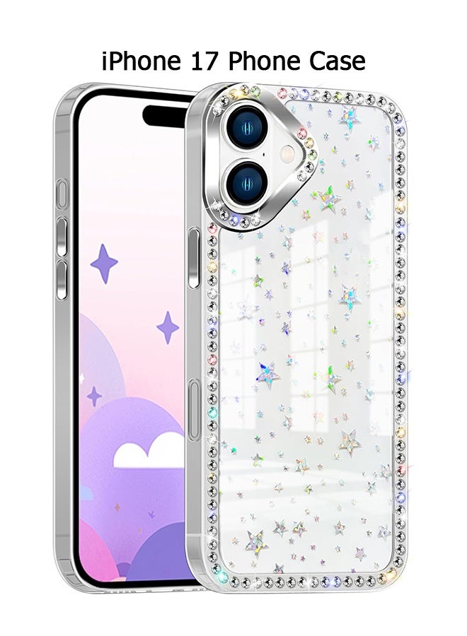 دبليو أف أف أو متوافق مع غلاف iPhone 17 - غلاف هاتف مرصع بالماس ثلاثي الأبعاد - غلاف شفاف لامع بالماس - غلاف مقاوم للانزلاق والصدمات - تصميم نجوم - Image 1