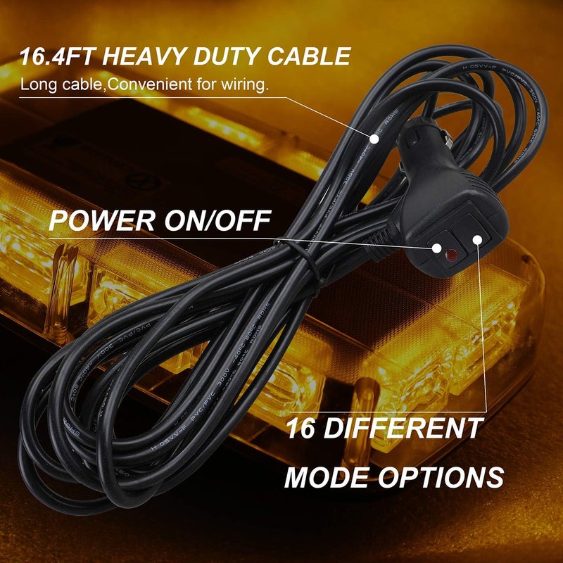 ASPL 48LED Roof Top Strobe Lights - High Visibility Emergency Safety Warning LED Mini Strobe Light Bar with Magnetic Base for 12-24V Vehicles (Amber) - Image 5