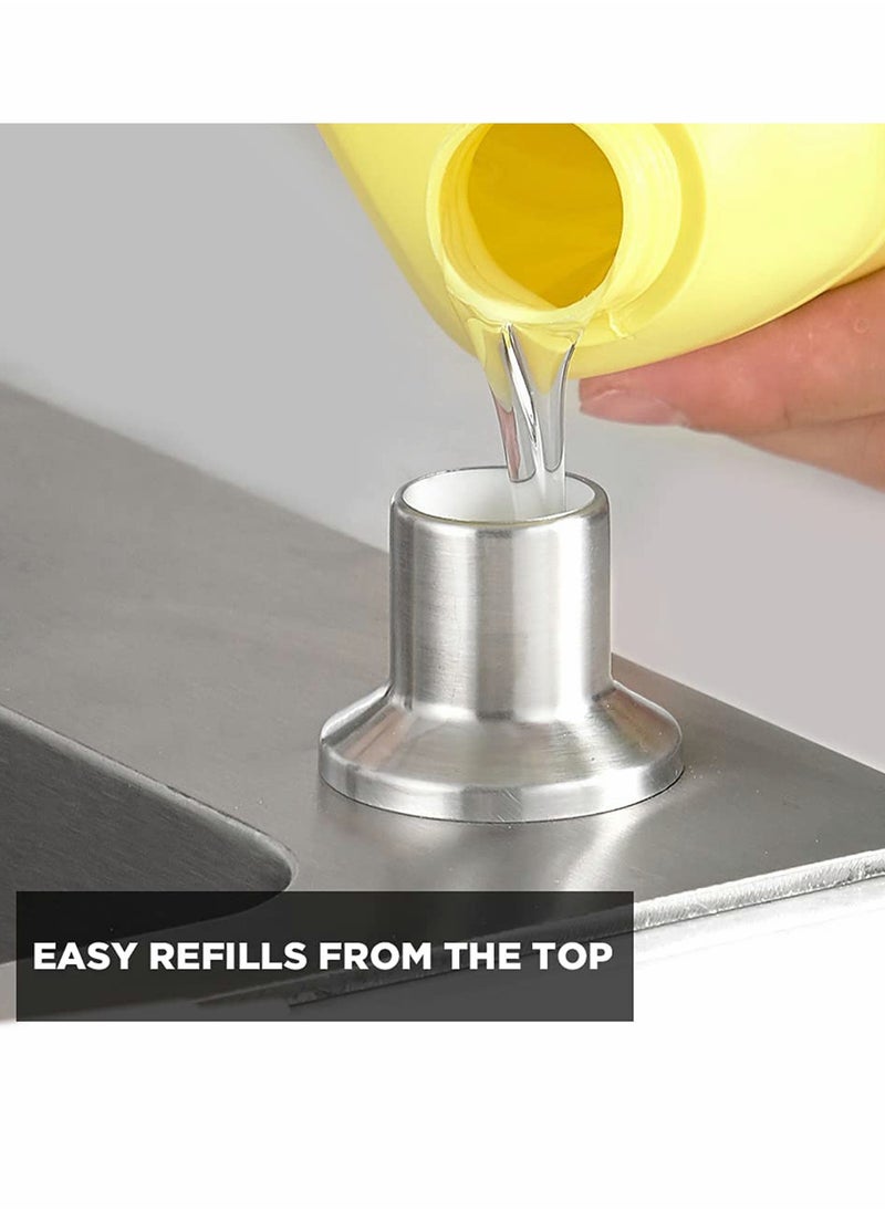 SYOSI Soap Dispenser for Kitchen Sink Matte Black Refill from The Top Stainless Steel Built in Sink Soap Dispenser with  300cc Large Bottle  Anti Leakage Upgrade with  No More Top Refill  - Image 4
