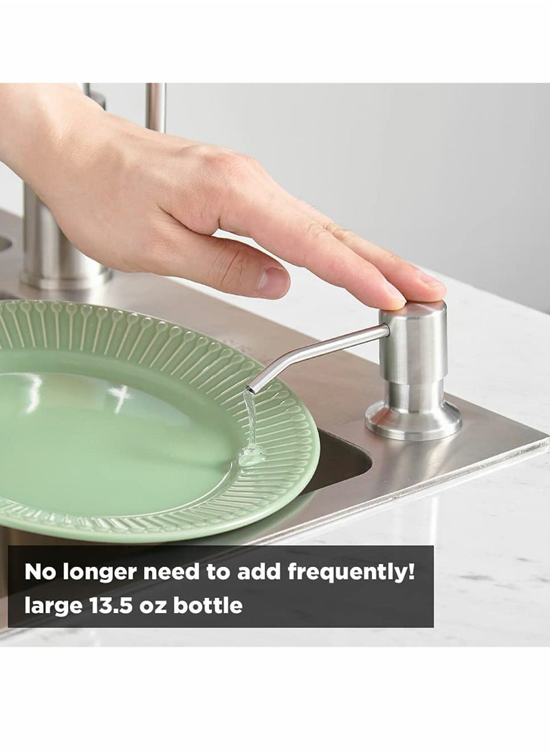 SYOSI Soap Dispenser for Kitchen Sink Matte Black Refill from The Top Stainless Steel Built in Sink Soap Dispenser with  300cc Large Bottle  Anti Leakage Upgrade with  No More Top Refill  - Image 5
