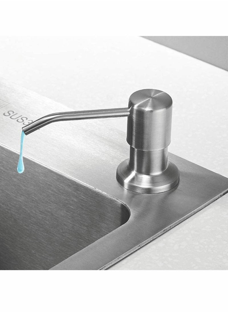 SYOSI Soap Dispenser for Kitchen Sink Matte Black Refill from The Top Stainless Steel Built in Sink Soap Dispenser with  300cc Large Bottle  Anti Leakage Upgrade with  No More Top Refill  - Image 1