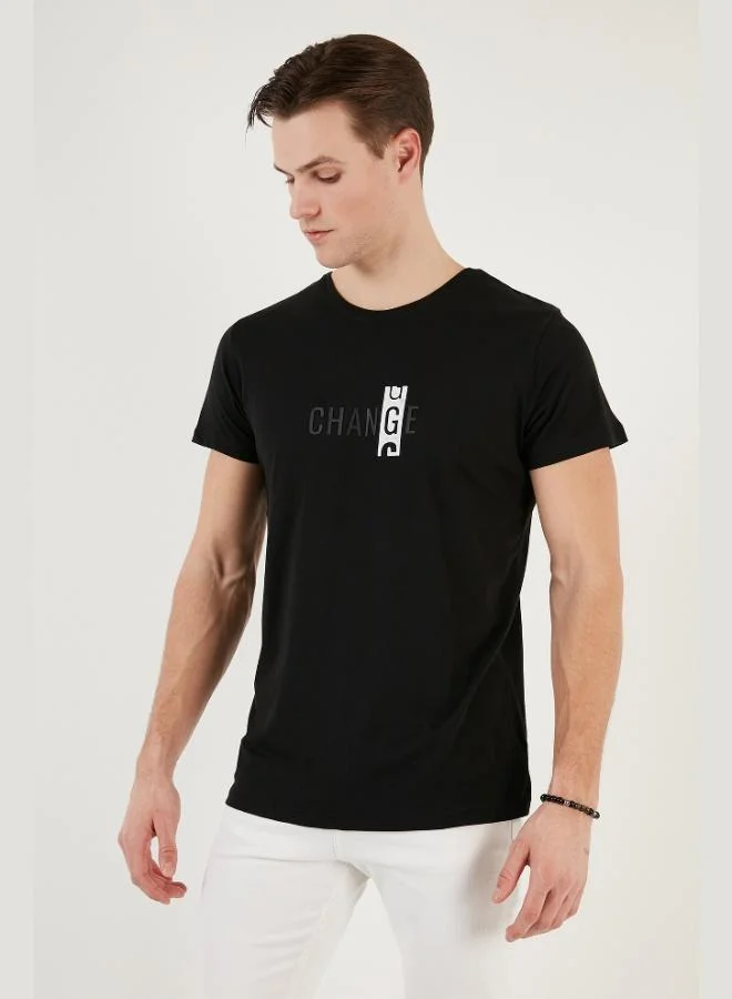 بوراتي تيشيرت رجالي قطن بياقة دائرية بقصة ضيقة من بوراتي