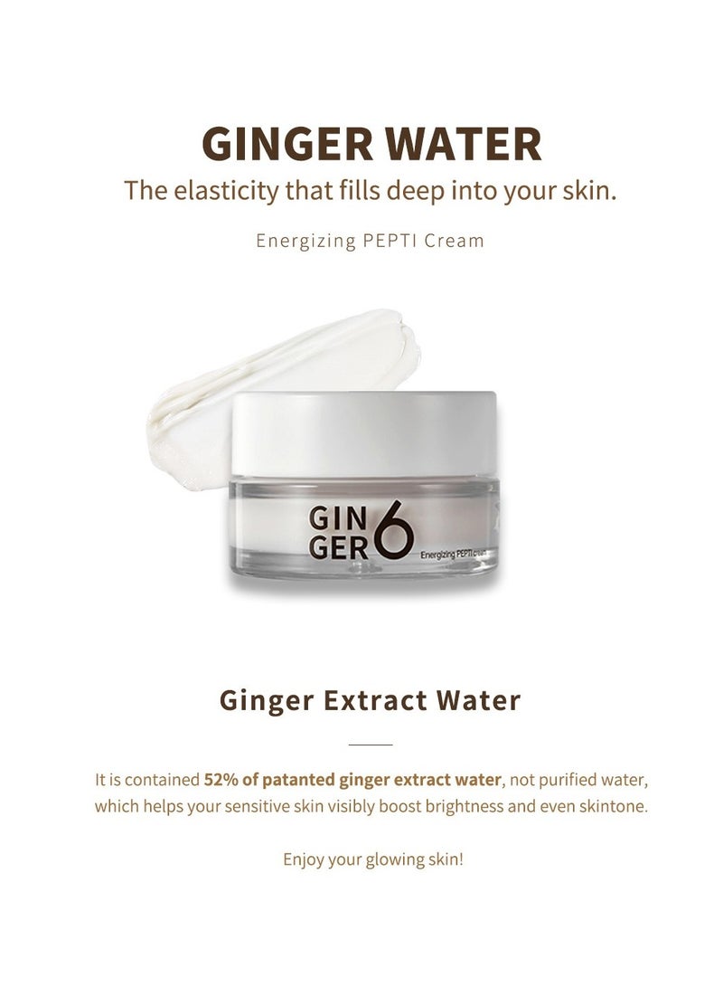 GINGER6 Energizing PEPTI Cream - Anti-Aging and Firming Facial Moisturizer with Peptides, Hyaluronic Acid and Ginger Extract, Deep Moisturizing and Nourishing, Natural Ingredients - 1.69 fl.oz. - Image 1