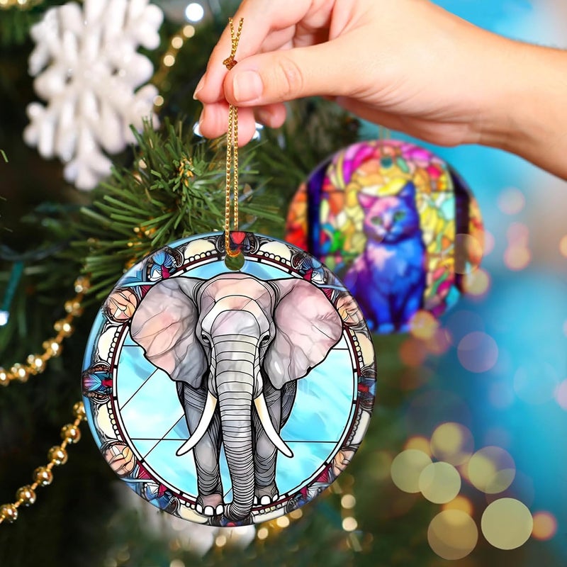 Touber Christmas Ornament, Christmas Decoration, Holiday Present Idea, Heirloom Keepsake, Round Ceramic, Gift Exchange, Gift Idea, Elephant - Image 5