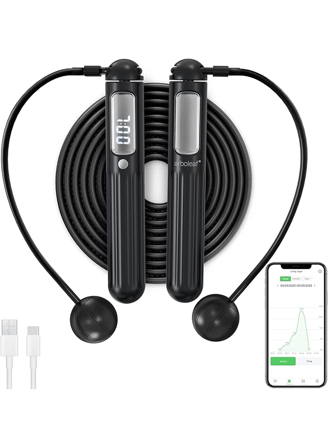 arboleaf Cordless Skipping Ropes for Adults Fitness, Smart Speed Rope with Digital Counter for Men Women Kids, Adjustable Skipping Rope with APP Data Analysis for Exercise Fat burning Workout- Indoor/Outdoor - Image 1