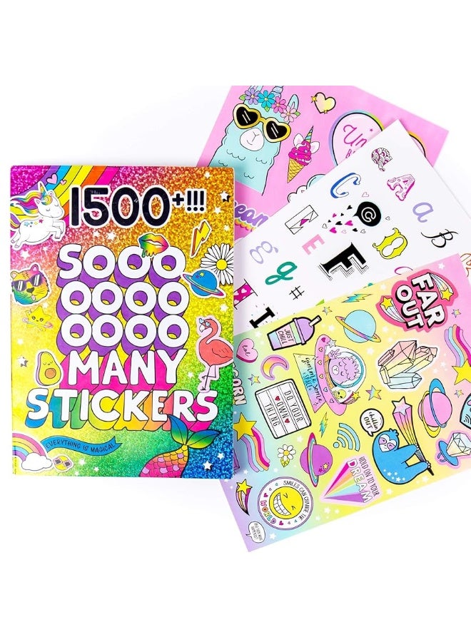 Just My Style 1500+ Stickers, Kawaii Y2K Sticker Book with Positivity Quotes, Sweet Treats, Unicorns, Fun Craft Stickers, for Girls Kids Teens Adults - Image 1