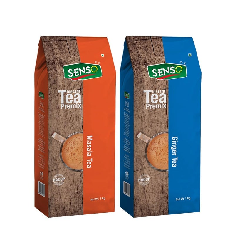 Senso Instant Masala Premix Tea - Karak Ready to Drink Chai with Ginger | 1 KG Each | Instant chai | Masala & Ginger Tea premix 1kg (pack of 2) - Image 1
