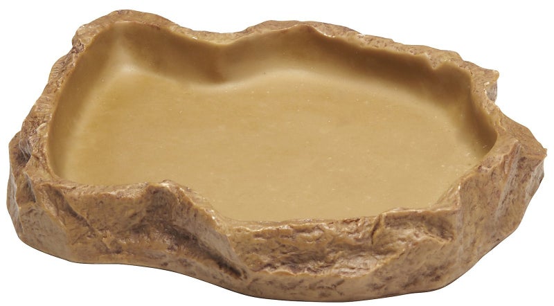 Exo Terra Reptile Feeding Dish â€“ Natural Rock Look Food & Water Bowl for Lizards, Turtles, Snakes & Amphibians â€“ Food-Grade Resin, Non-Porous, Easy Clean, Bacteria Resistant â€“ Extra Large - Image 1