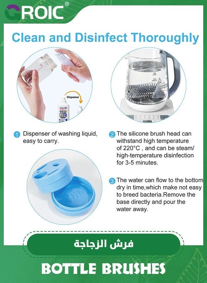 GROIC Travel Bottle Cleaner Kit with Baby Brush Set and Drying Base,Soap Dispenser,Bottle Kit,Bottle/Nipple/Straw - Image 4