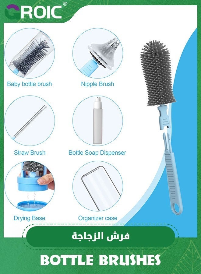 GROIC Travel Bottle Cleaner Kit with Baby Brush Set and Drying Base,Soap Dispenser,Bottle Kit,Bottle/Nipple/Straw - Image 2