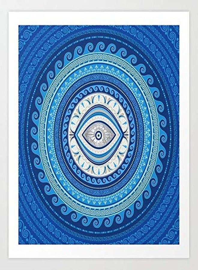 JIKRAA® Alluring Rare Handcrafted Printed Ceramic Designer Plate with Stand | Evil Eye Wall Plate | 10 inch | Evil Eye Ceramic Plate Decor - Image 3