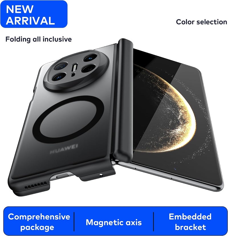 حافظة مغناطيسية لهاتف HUAWEI Mate X7 [متوافقة مع Mag-Safe] نحيفة للغاية مع ظهر نصف شفاف غير لامع غطاء حماية مضاد للصدمات لهاتف HUAWEI Mate X7، ��سود - Image 2