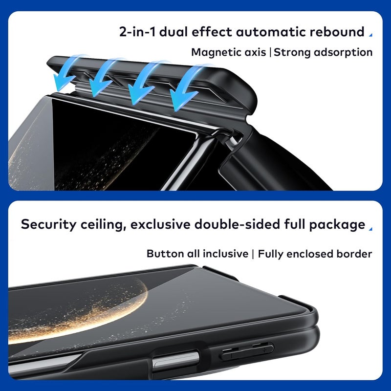 حافظة مغناطيسية لهاتف HUAWEI Mate X7 [متوافقة مع Mag-Safe] نحيفة للغاية مع ظهر نصف شفاف غير لامع غطاء حماية مضاد للصدمات لهاتف HUAWEI Mate X7، ��سود - Image 4