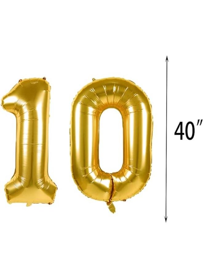 Generic - Sweet 10th Birthday Balloon 10th Birthday Decorations Happy 10th Birthday Party Supplies Gold Tassels Foil Fringe Curtains Photo Backdrop Balloon Gifts for Girls,Boys,Women,Men - Image 1