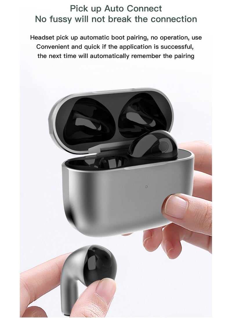 Wiredless Earbuds, Noise Reduction, Adaptive Noise Cancelling to Ears and Environment, HI-FI, LDAC, 3D Audio,Bass dolby,IPX7 Waterproof  100H Battery, Bluetooth 5.3, Metallic