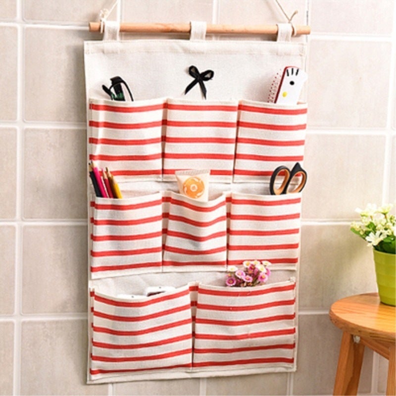 Medium Size Fabric Storage Fence with Six Pockets - Pink, Blue, or Octopus  Design