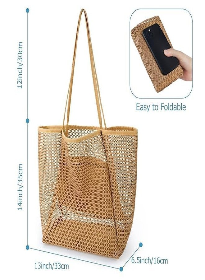 Dratal Mesh Beach Tote Bag for Women Summer Waterproof Pool Bag Mesh Beach Bags Waterproof Sandproof Shoulder Bag for Beach Travel Vacation Shopping Picnic Swimming - Image 2