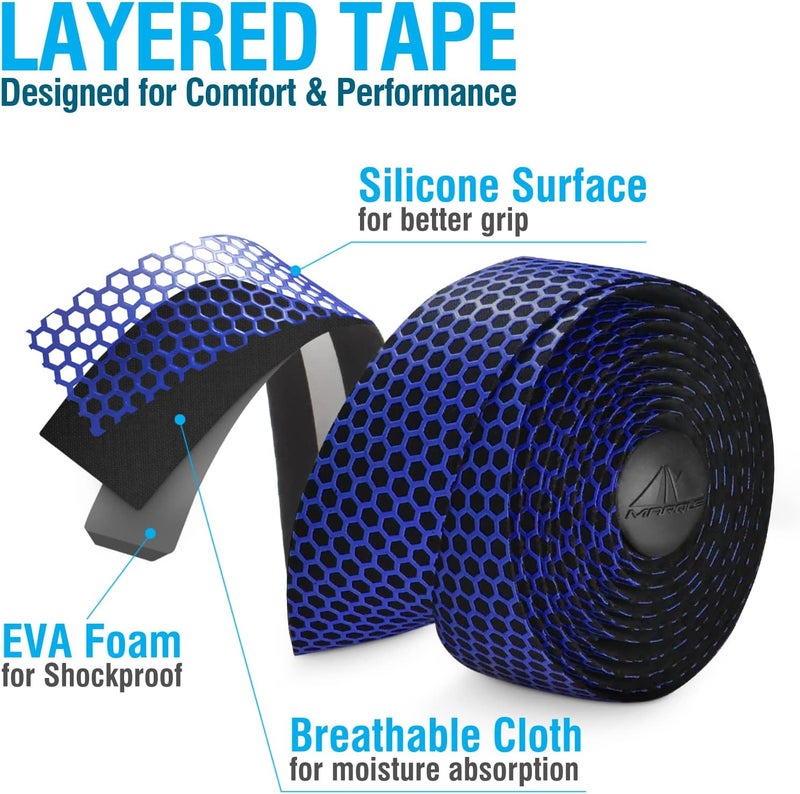 MARQUE Hex Bike Handlebar Tape - Bar Tape for Road Cycling Bicycles, Drop Bar Wraps for Better Grip - 2 Rolls Per Set - Image 2