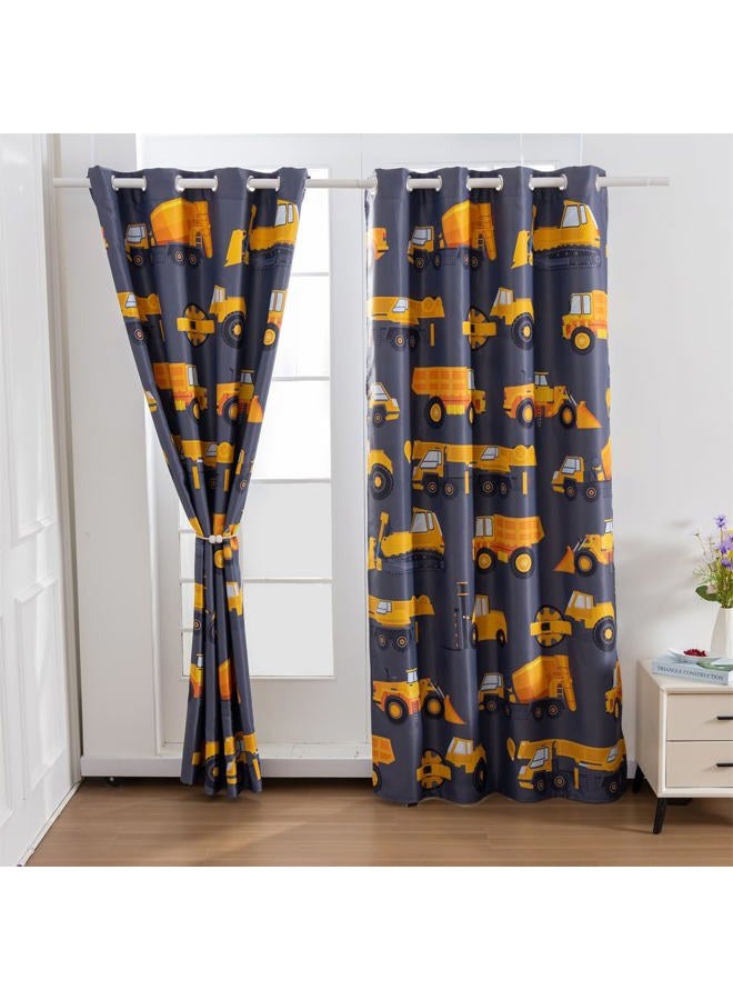 NTBED Construction Cars Blackout Curtains Drapes for Kids Bedroom Play Room 2 Panels Darkening Grommets Window Treatment, 42Wx63L, Grey - Image 2