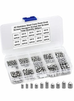 Y&D Stainless Steel Grub Cone Point Hex Socket Screws Set, 260 Pcs Metric Thread Allen Key Cup Screw Set with M3 M4 M5 M6 for Door Handles Faucet Light Fixture  - Image 1