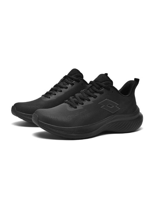 Lotto Men's Spring Soft Sole Water-repellent Leather Sports Running Shoes Shock Absorption Casual Shoes Black 44 - Image 3