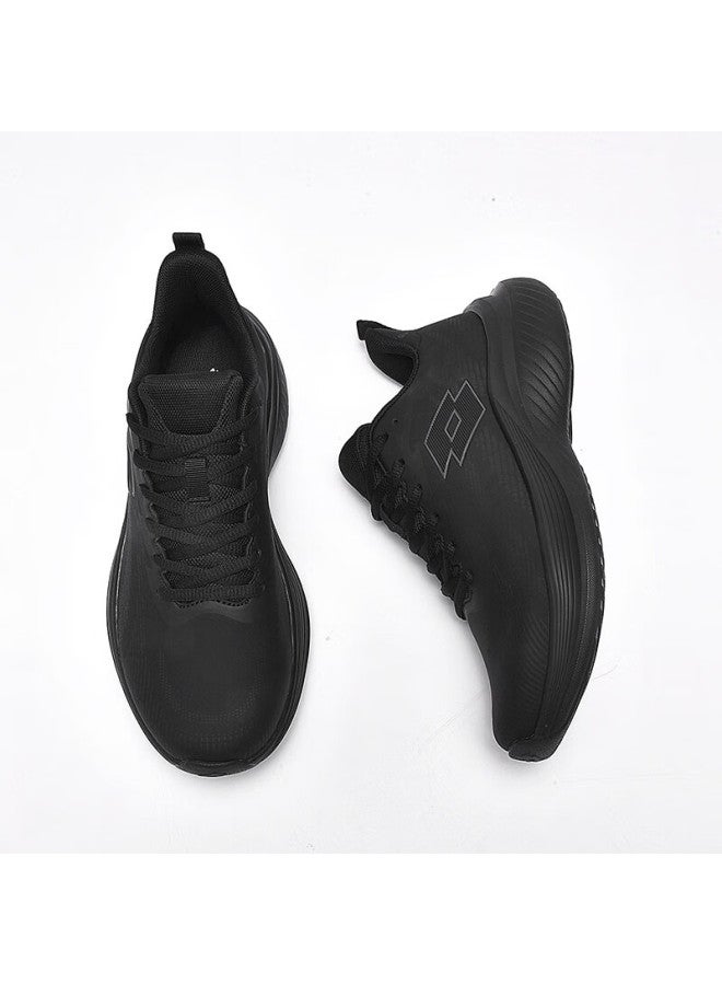Lotto Men's Spring Soft Sole Water-repellent Leather Sports Running Shoes Shock Absorption Casual Shoes Black 44 - Image 4