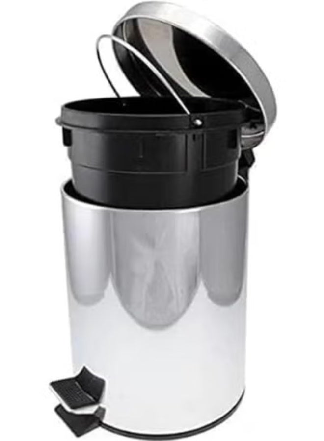 Stainless Steel Trash Can – Compact 3 L Swing-Lid Waste Bin with Foot Pedal & Inner Plastic Bucket for Easy Cleaning – Practical for Daily Use - Image 1