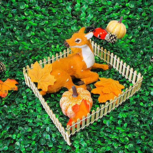 Prsildan 40 Inches Miniature Fairy Garden Fence, DIY Wood Picket Fence Mini Ornament for Home Garden - Image 2