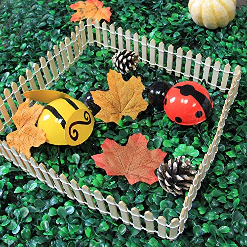 Prsildan 40 Inches Miniature Fairy Garden Fence, DIY Wood Picket Fence Mini Ornament for Home Garden - Image 3