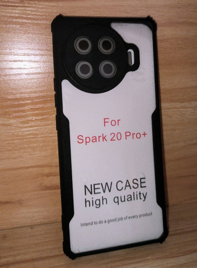 TECNO SPARK 20 Pro+ Case Cover, Ultra-Thin Lightweight Cover Soft TPU Bumper + Acrylic Clear Back Mobile Phone Case Cover Black - Image 1