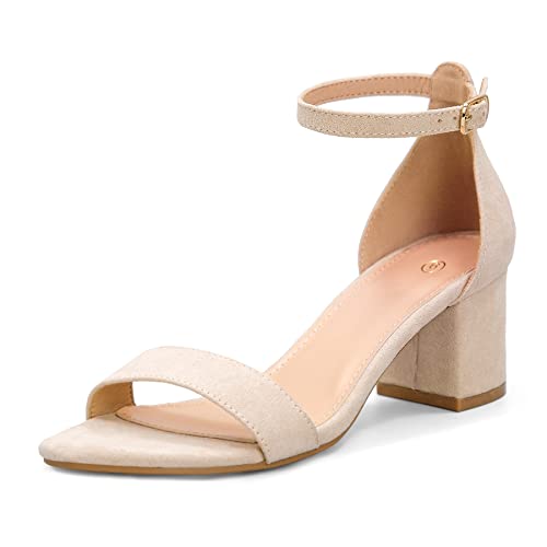 mysoft Women's Chunky Low Heels Open Toe Block Heeled Dress Ankle Strap Pump Wedding Sandals - Image 1
