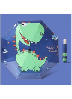 DUNISO Kids Dinosaur Print Folding Umbrella Automatic Open Cartoon Travel Umbrella Waterproof and UV-Resistant Compact Windproof Umbrella for Girls and Boy  - Image 2