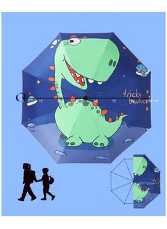 DUNISO Kids Dinosaur Print Folding Umbrella Automatic Open Cartoon Travel Umbrella Waterproof and UV-Resistant Compact Windproof Umbrella for Girls and Boy  - Image 3